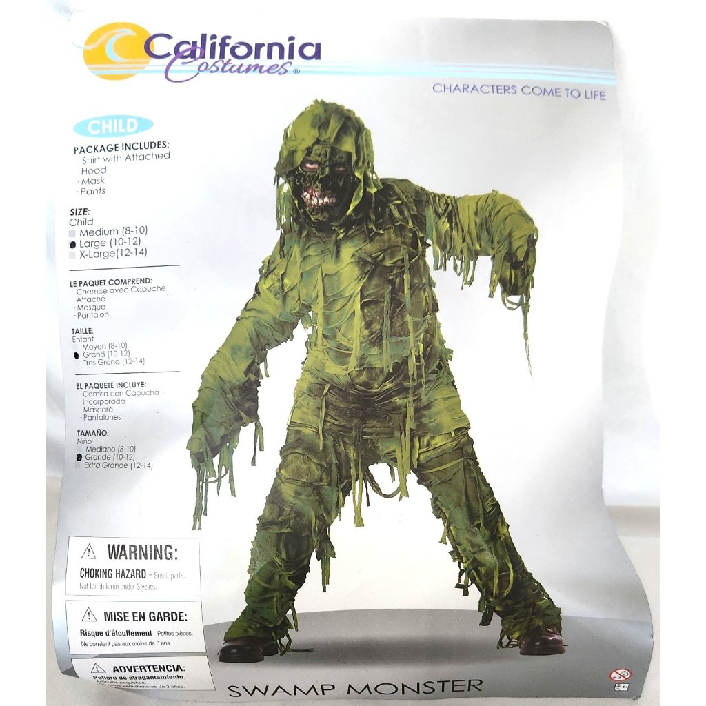 Swamp Monster California Halloween Costume #00420 Child Size Large 10-12 No Mask